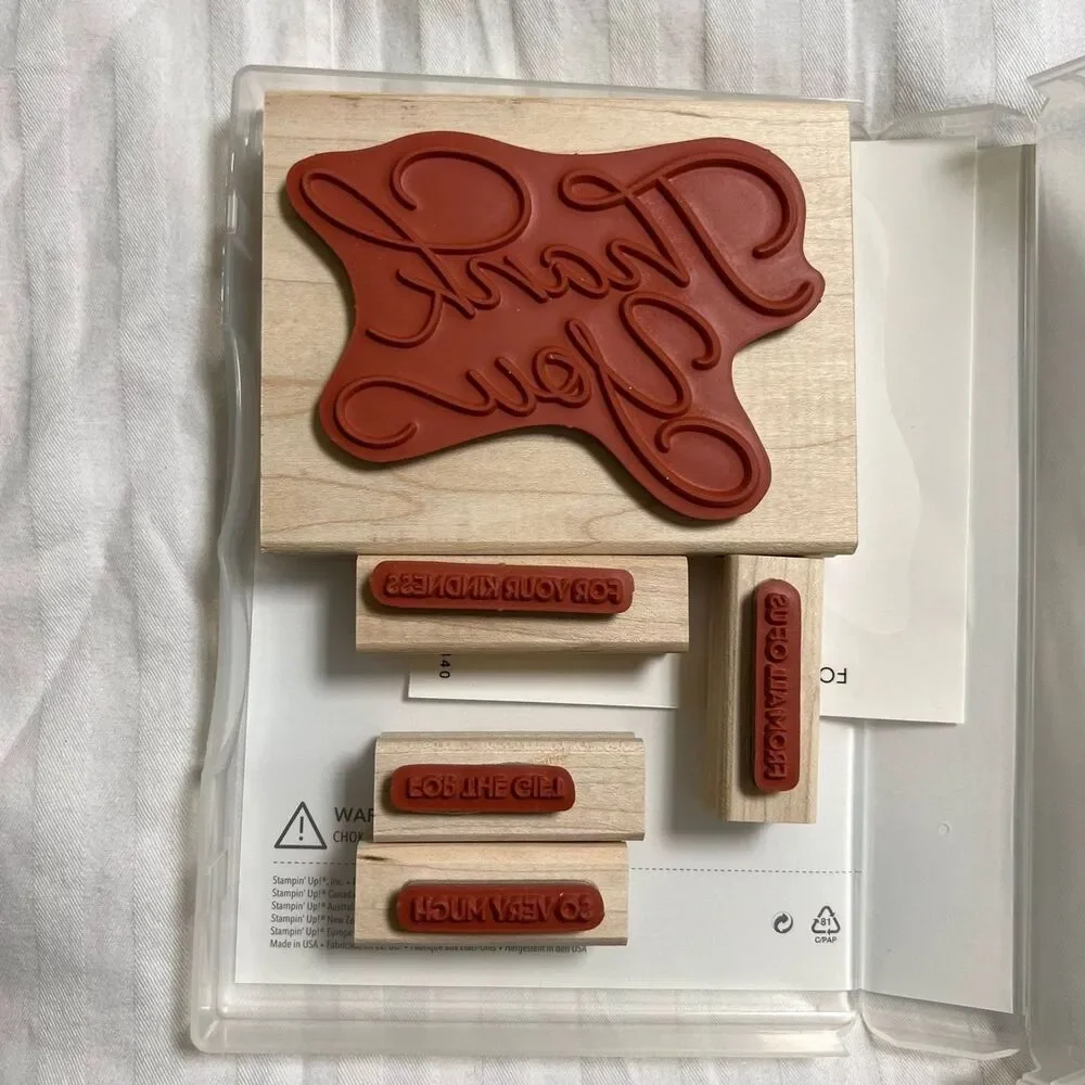 NWOT Stampin Up So Very Much Set thank you card scrapbook Craft mounted Block